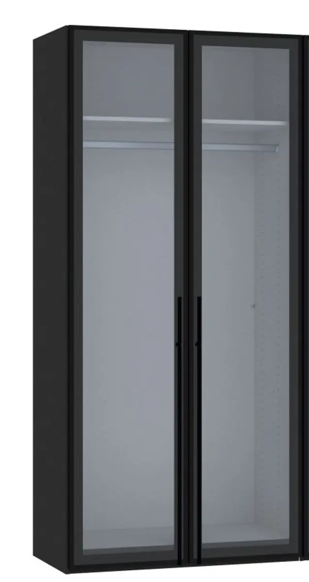 Drehtürenschrank JOIN IT- B ca. 101 cm,  Schwarz, Glas, Grau