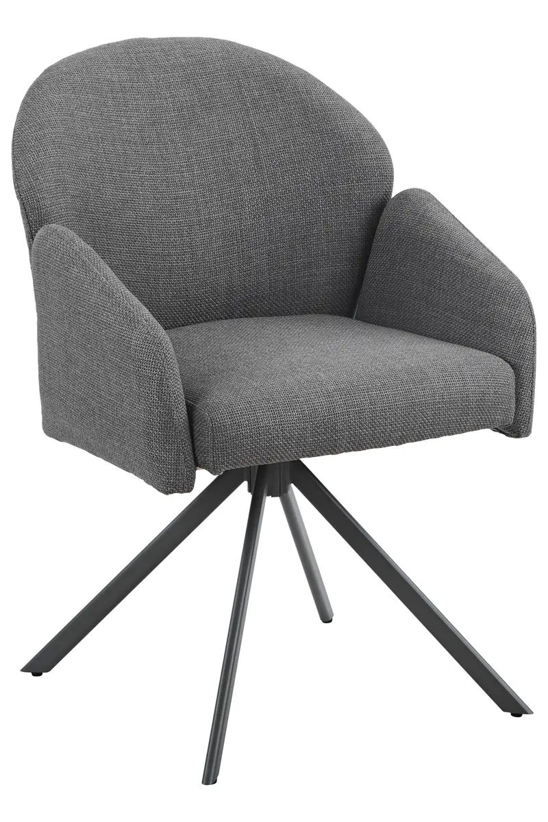 Armlehnstuhl - drehbar, Stoff, Grau