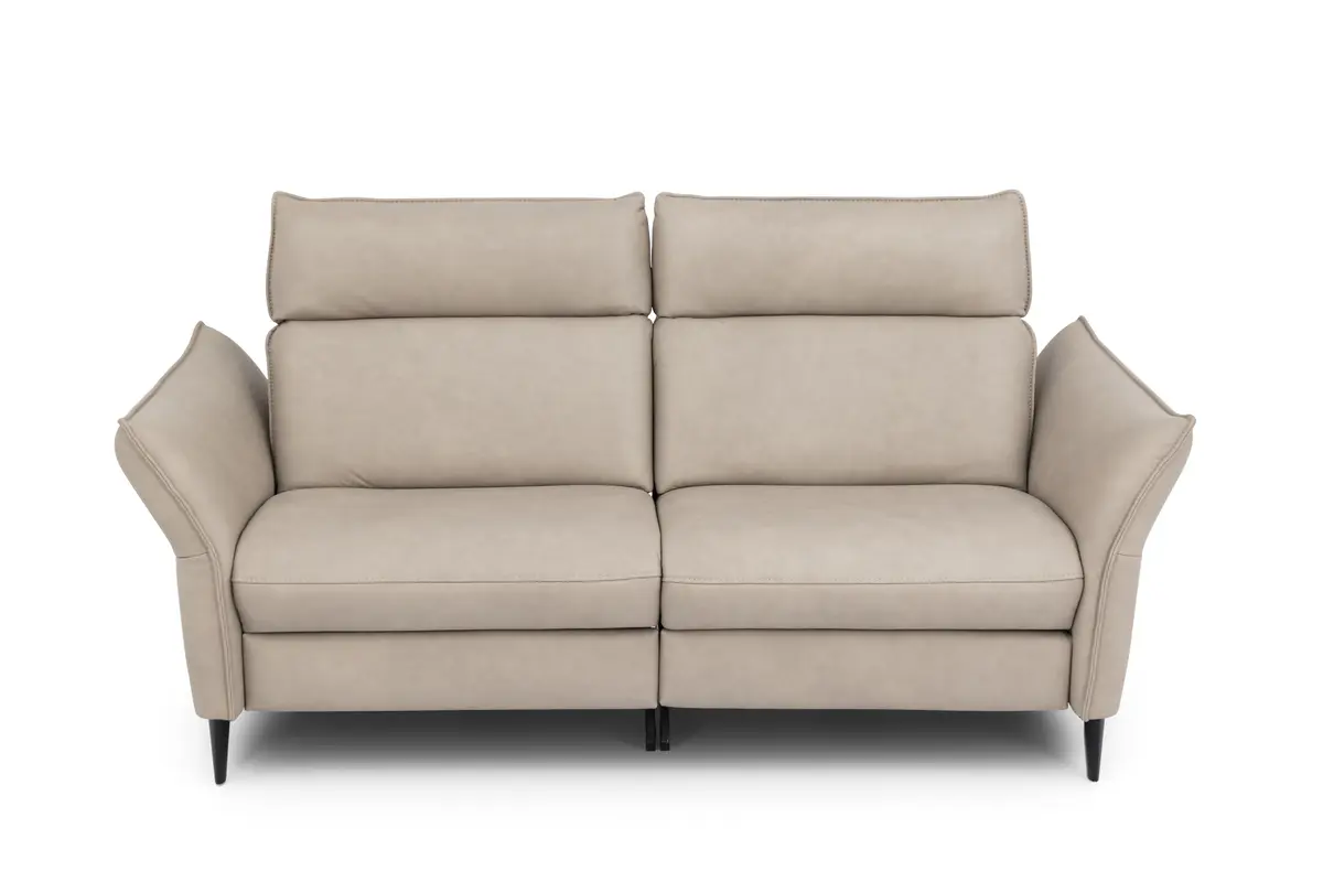 Sofa - 2,5-Sitzer, Kopfteil verstellbar, Leder, Creme