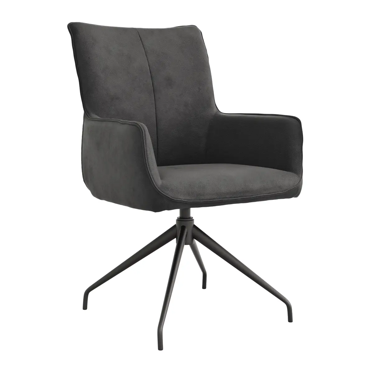 Armlehnstuhl Calyra - drehbar, Stoff, Anthrazit