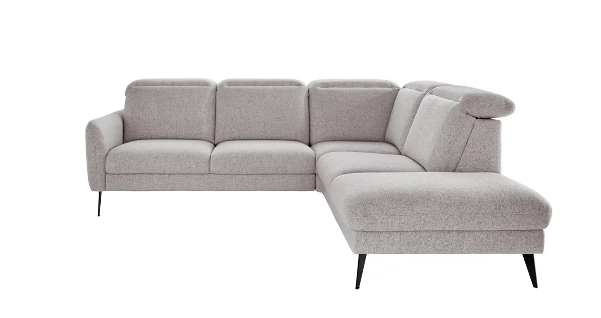 Ecksofa Alegria Plus - 2,5-Sitzer mit Ecke und Abschlussteil rechts inkl. Sitzvorzug (motorisch) und Kopfteilverstellung, Stoff, Natur