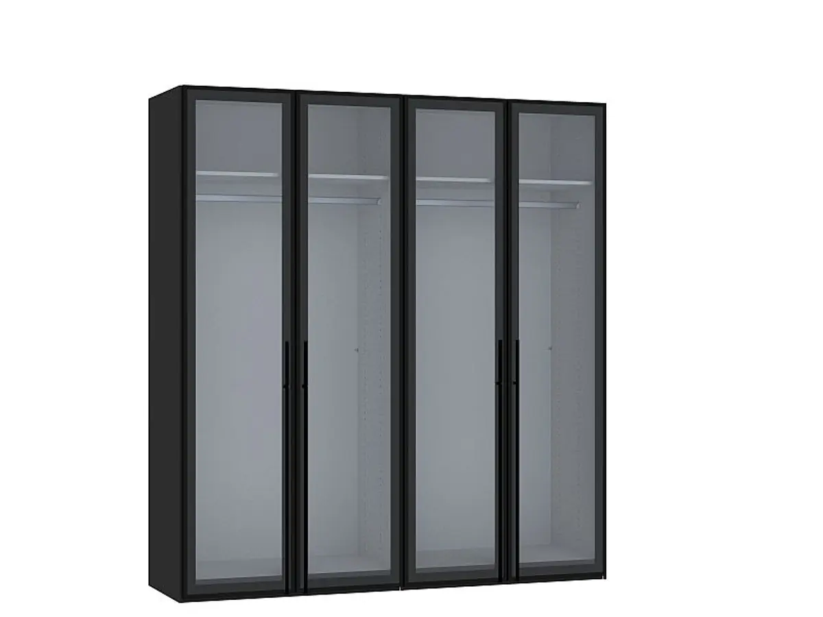 Drehtürenschrank JOIN IT- B ca. 202 cm., Schwarz, Glas, Grau