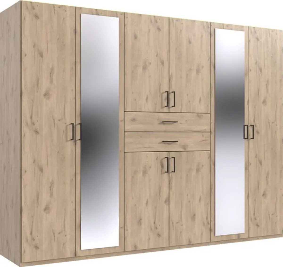 Drehtürenschrank- Eiche Dekor, Spiegel