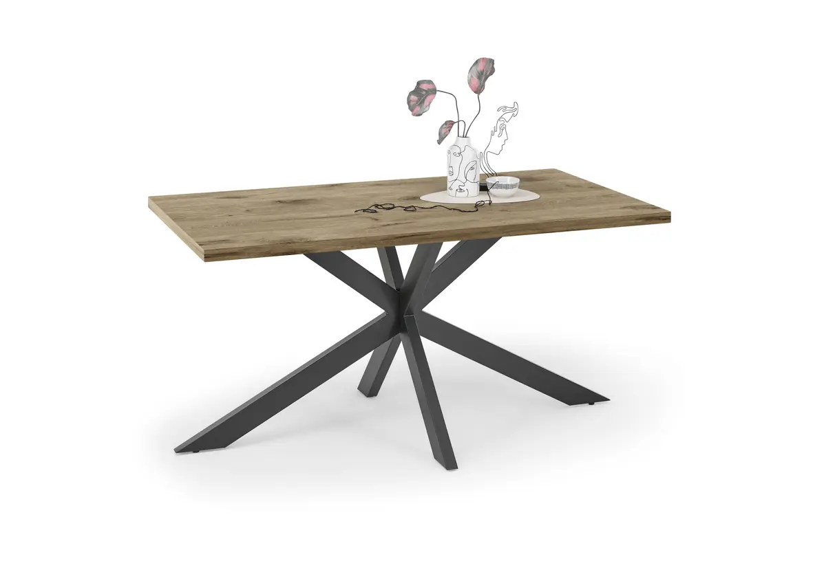 Esstisch - LB ca. 160x90 cm, Viking Eiche, Schwarz