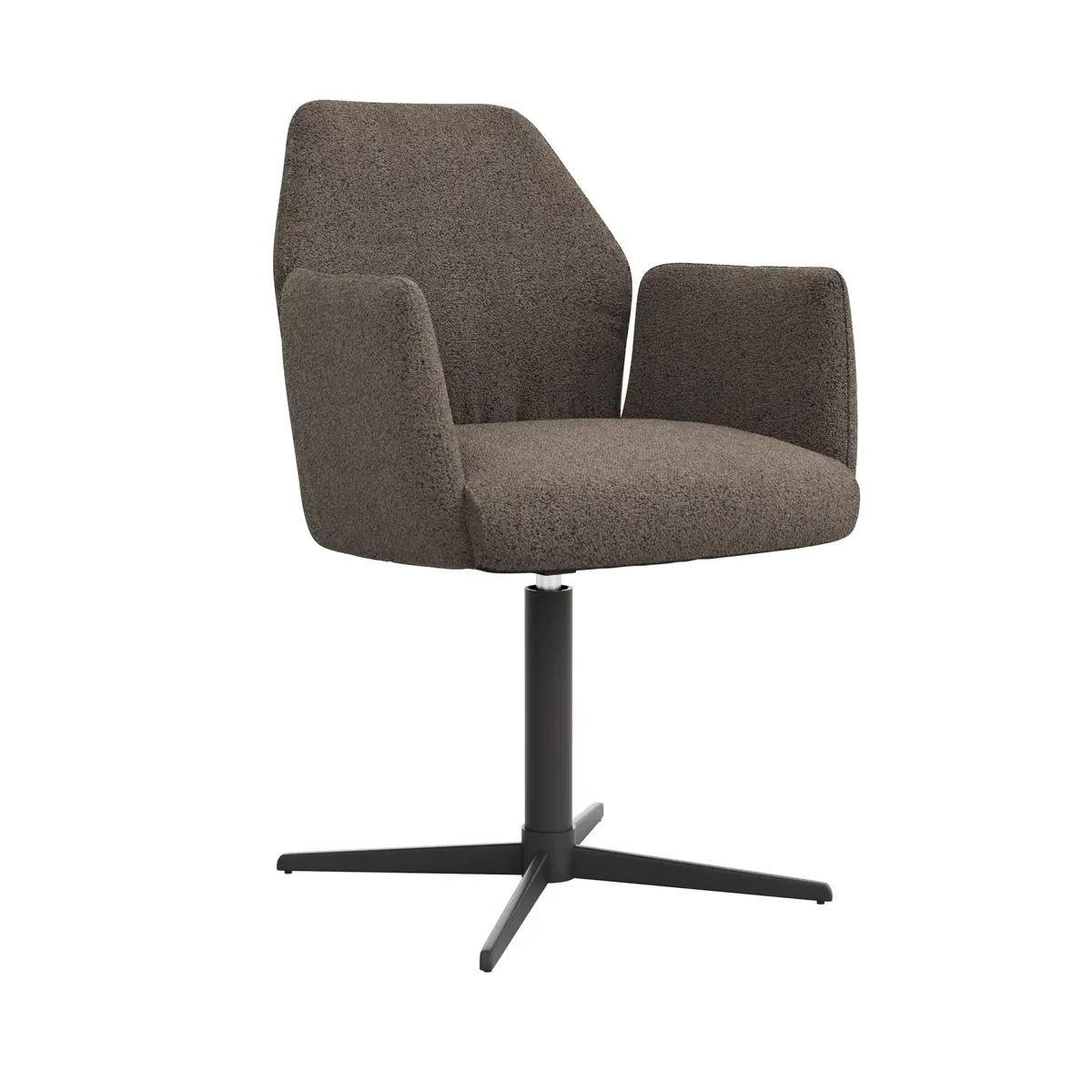 Armlehnstuhl Nashville - drehbar, Stoff, Dunkelbraun