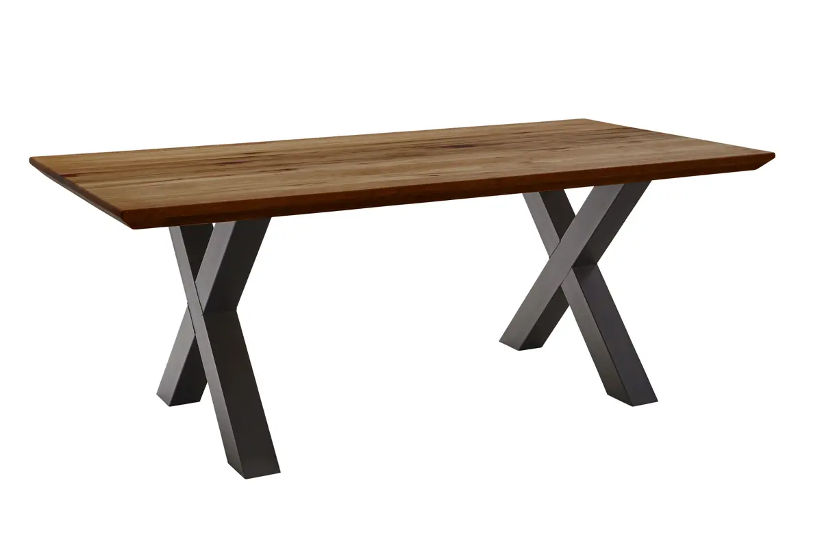 Esstisch - LB ca. 220x100 cm, Zerreiche massiv geölt, Schweizer Kante, Schwarz