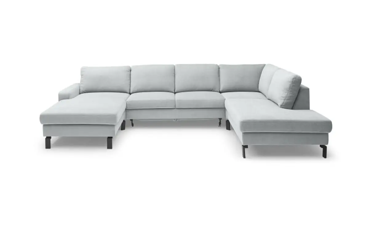 Wohnlandschaft CALM - Longchair links, 2-Sitzer, inkl. Schlaffunktion, Ecke rechts, Microfaser, Hellblau