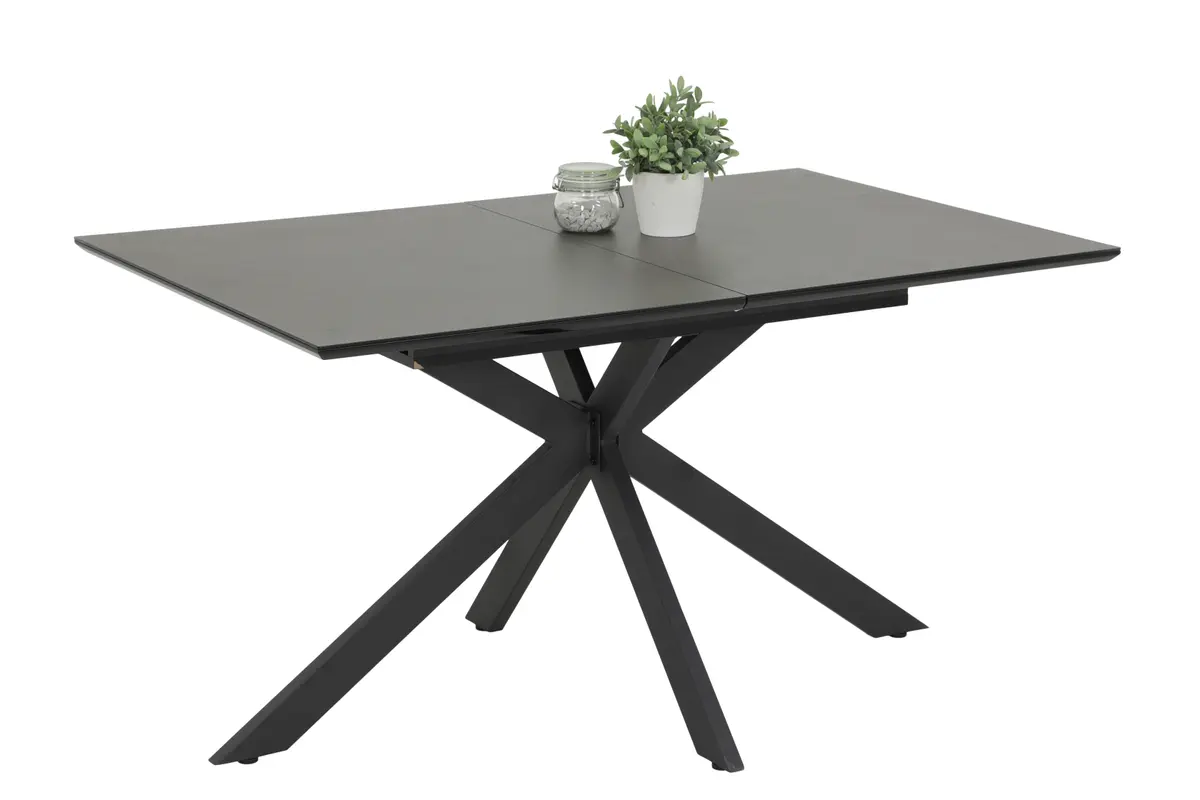 Esstisch - ausziehbar, LB ca. 140x90 cm, Keramikoptik, Anthrazit, Schweizer Kante