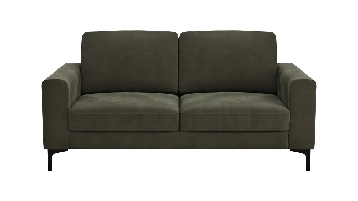Sofa Oviedo - 2-Sitzer, Stoff, Braungrün