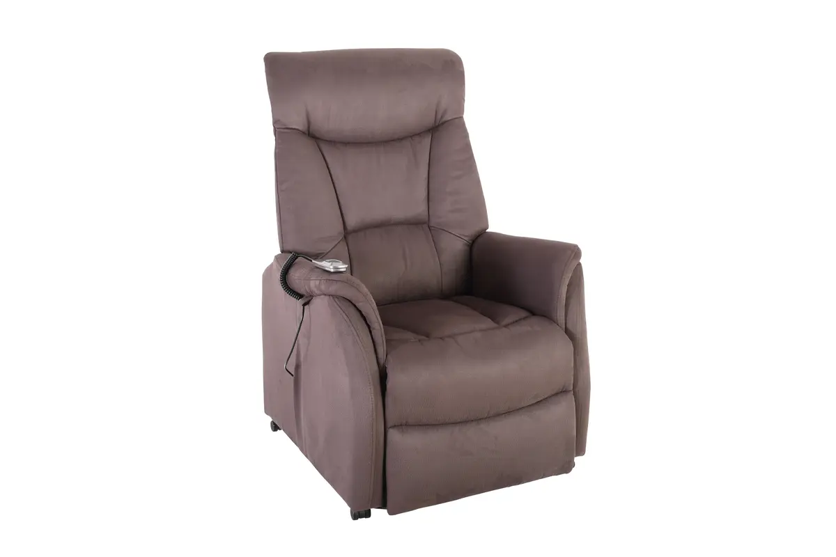TV-Sessel MALEK - Aufstehhilfe, Relaxfunktion, Kopfteilverstellung, Stoff, Braun