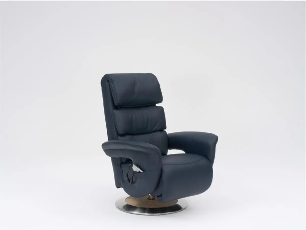 Fernsehsessel EM Hamm - Massagefunktion, Leder, Dunkelblau