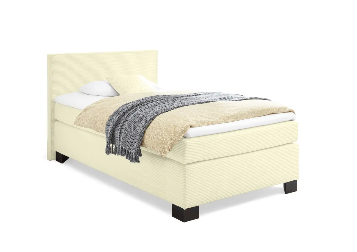 Boxspringbett HAIKOS- Liegefläche ca. 120x200 cm, Stoff, Creme, TFK H3