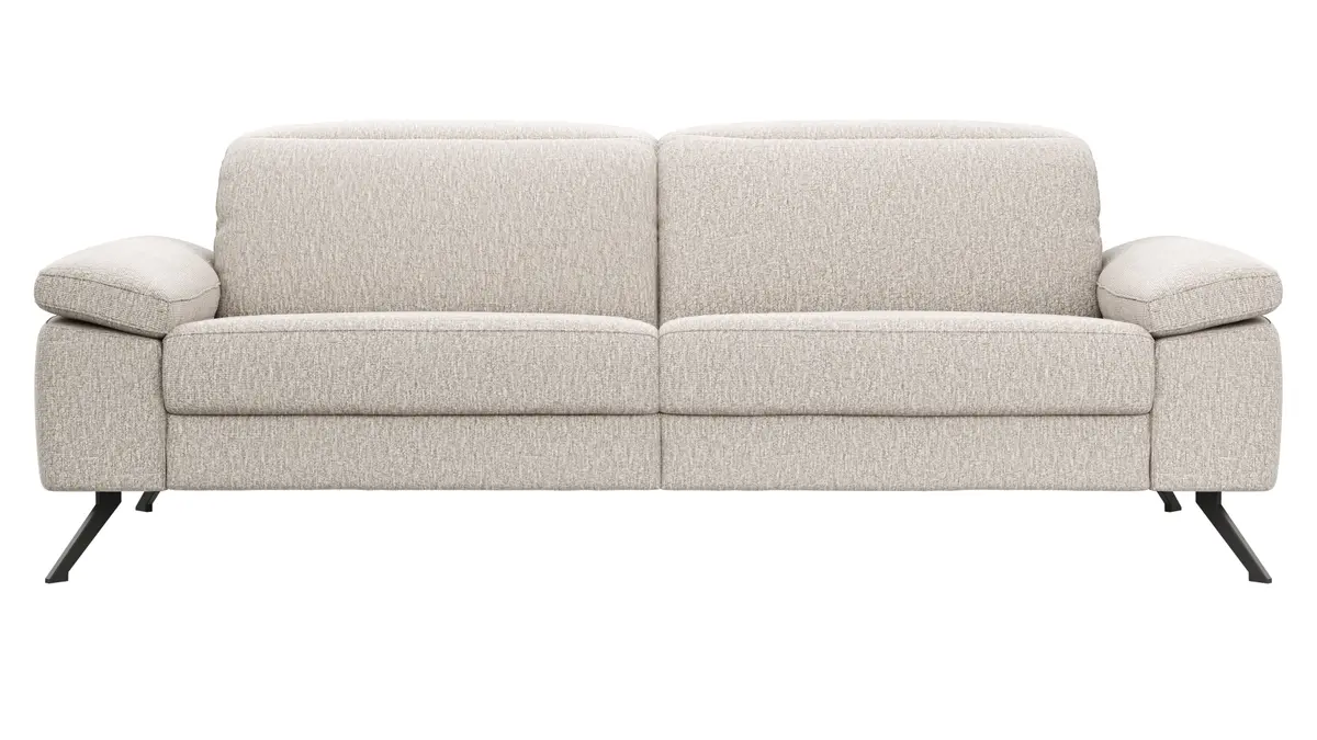 Sofa Rafaela 2.0 - 3-Sitzer inkl. Kopfteil verstellbar, Stoff, Champagner