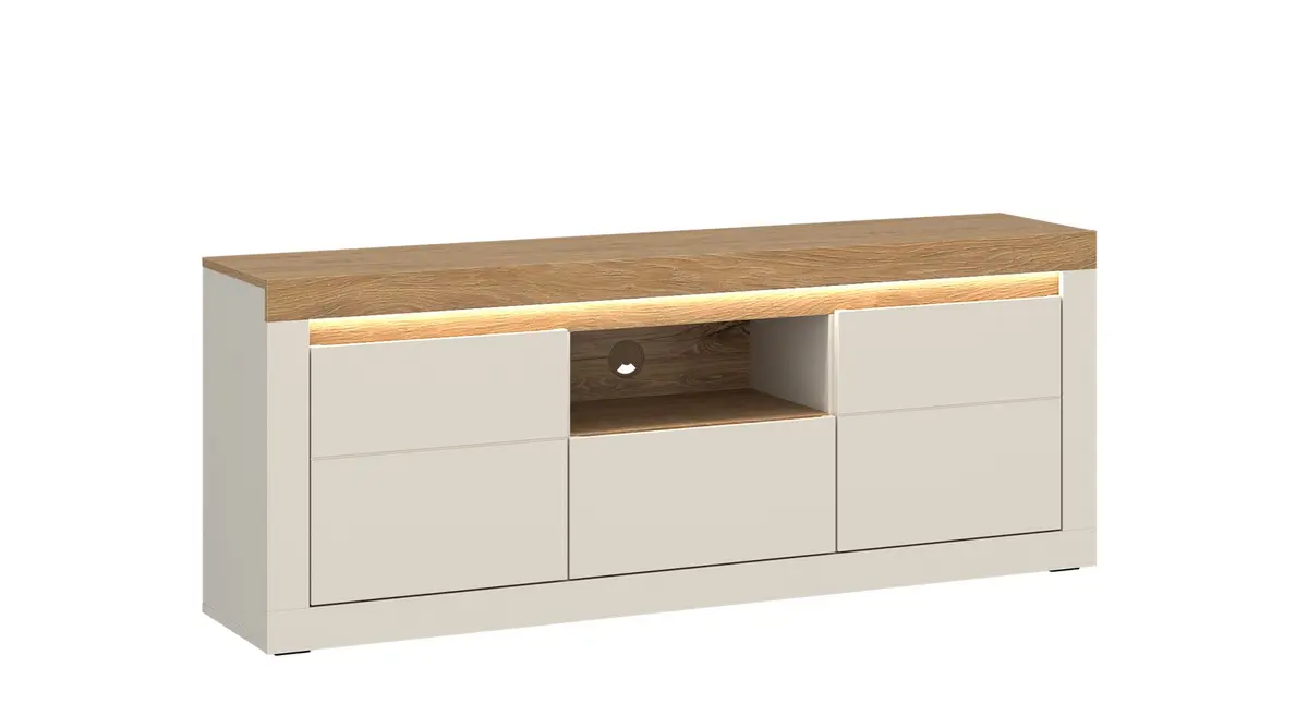 TV-Lowboard - mit Beleuchtung, B ca. 154 cm, Kaschmir, Stone Eiche Nachbildung