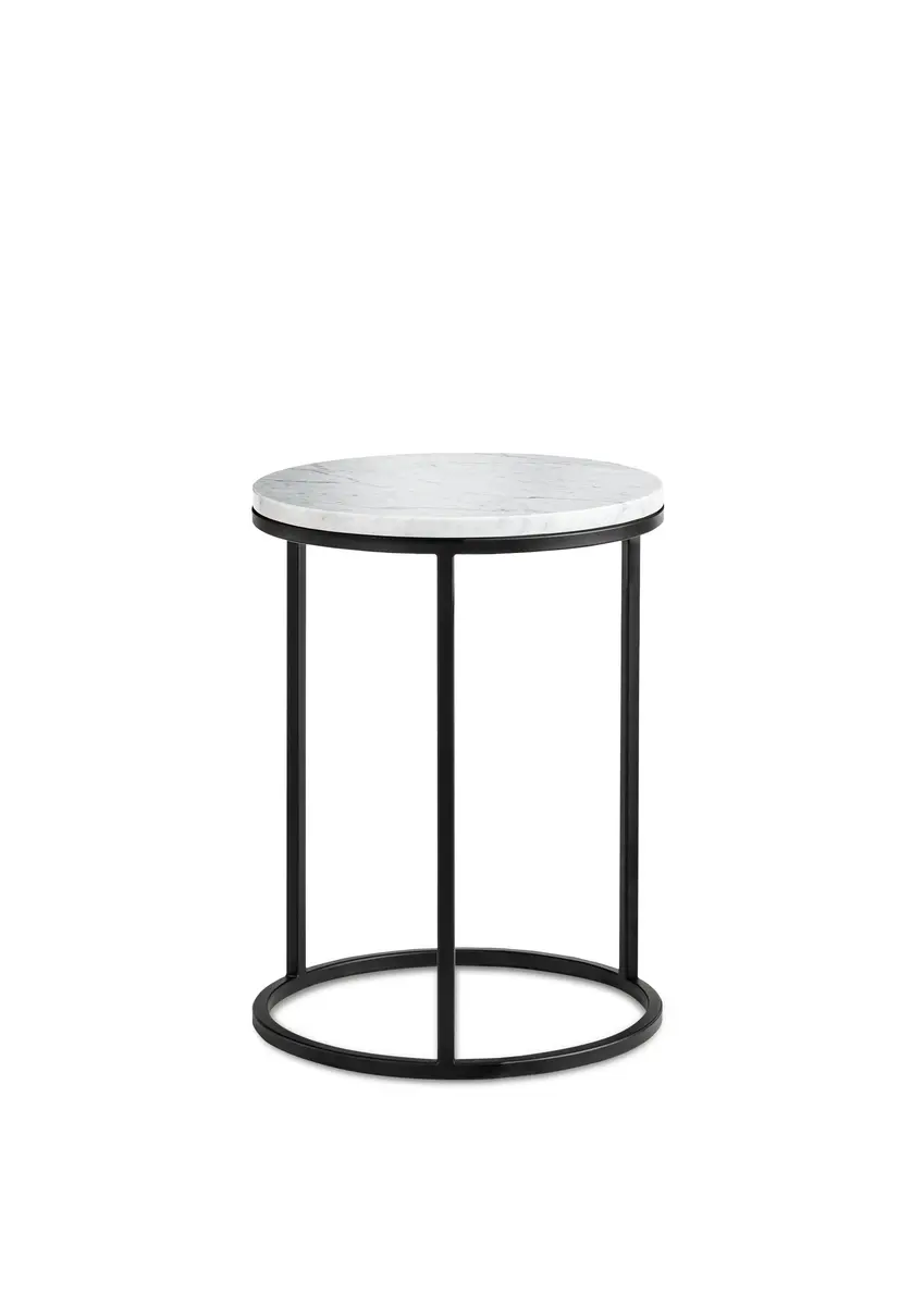 Beistelltisch Kai - LBH ca. 39x39x50 cm, Marmor, Weiß