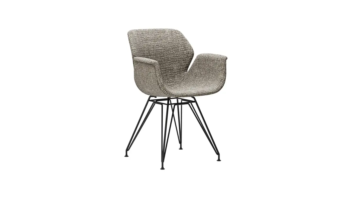 Armlehnstuhl Tooon - Stoff Graubeige, Gestell Metall, Schwarz