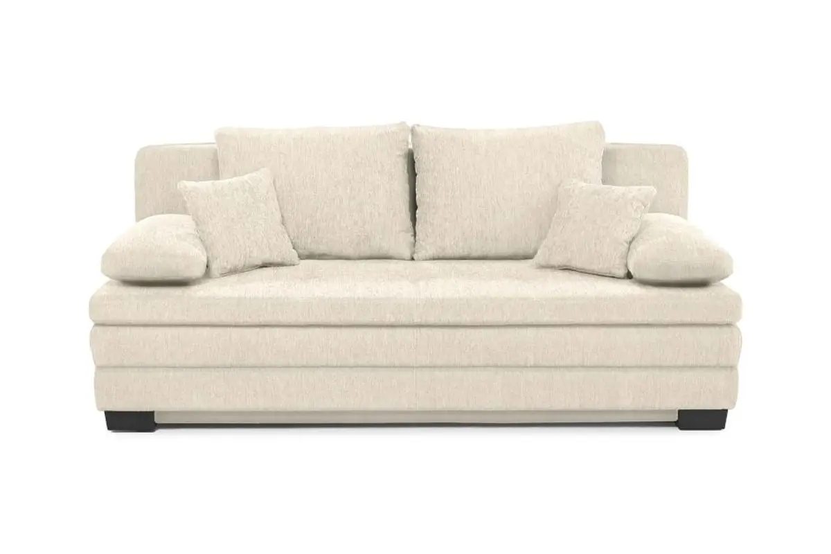 Sofa JONAH - 2-Sitzer inkl. Schlaffunktion und Bettkasten, Stoff, Creme