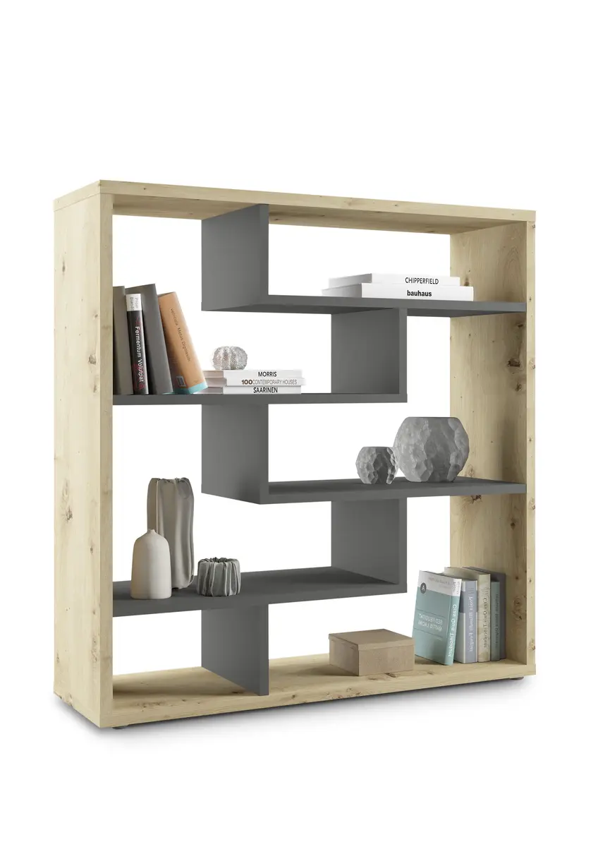 Raumteiler - B ca. 130 cm, Asteiche, Anthrazit