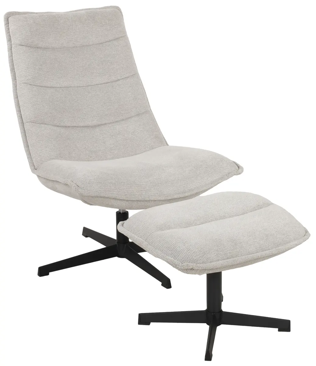 Relaxsessel mit Hocker - drehbar, Webstoff, Hellgrau