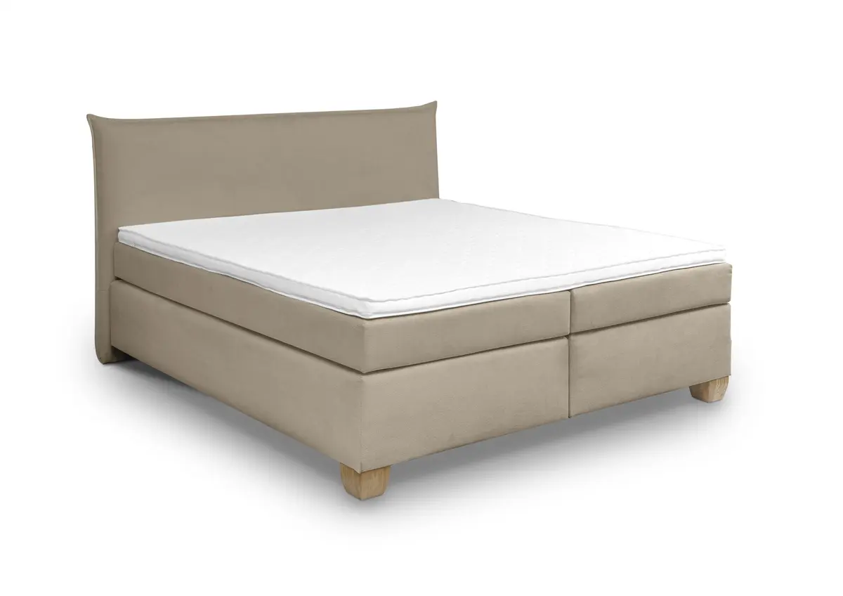  Boxspringbett HADAI- Liegefläche ca. 180x200 cm, Stoff, Hellbraun, Bonell/Bonell