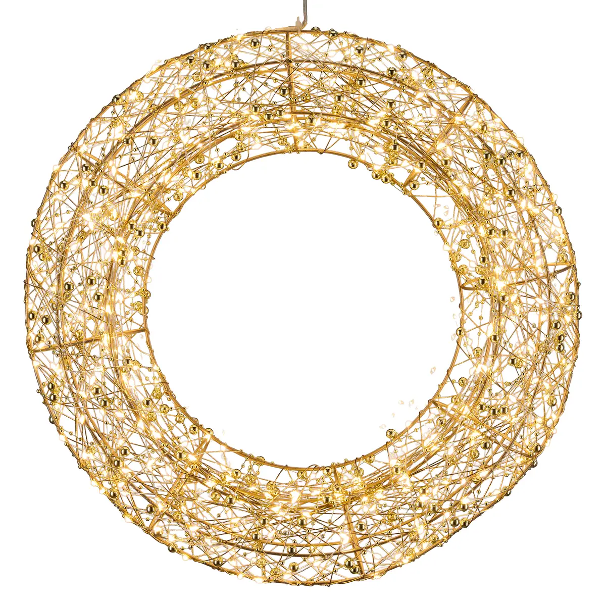 LED-Kranz - ØH ca. 40x8 cm, Champagner/Goldfarben