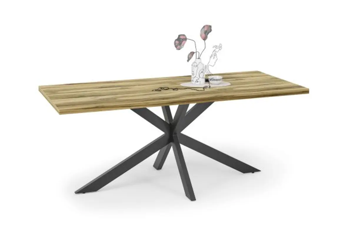 Esstisch - LB ca. 200x100 cm, Plankeneiche, Schwarz