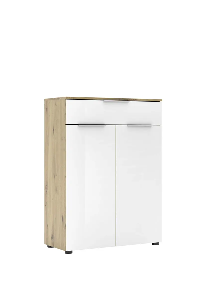 Büroschrank - B ca. 80 cm, Artisan Eiche Nachbildung, Weiß