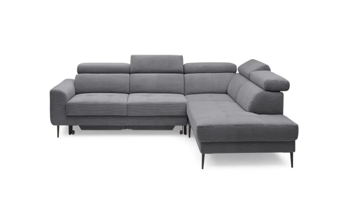 Ecksofa CHARIS - 2-Sitzer, Ecke rechts inkl. Schlaffunktion und Bettkasten, Microfaser, Anthrazit