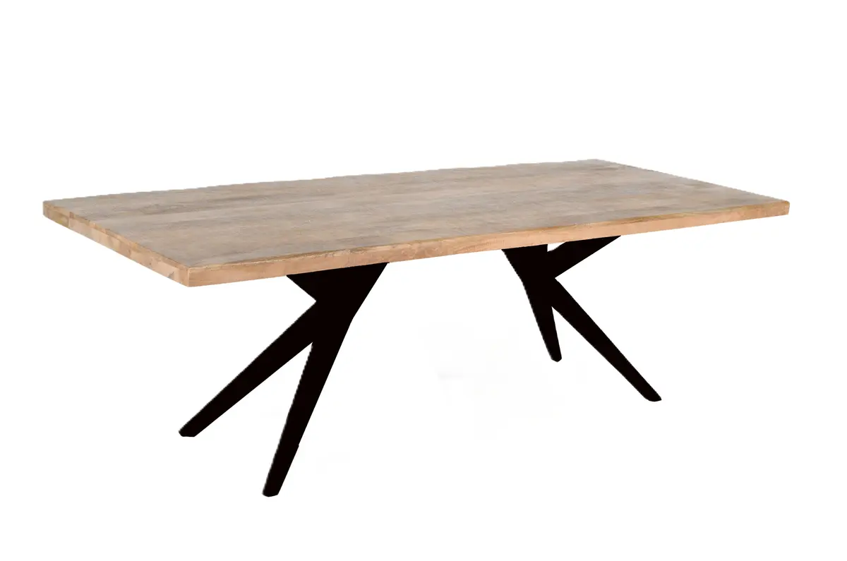 Esstisch - LB ca. 180x90 cm, Mango massiv, Baumkante, Schwarz