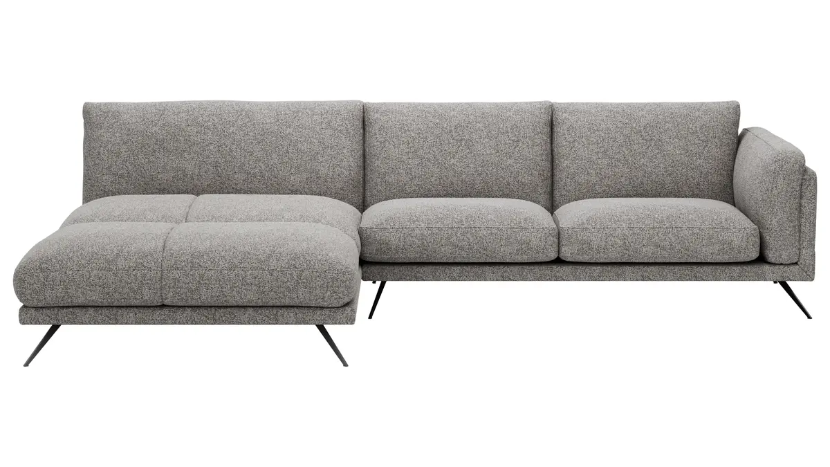 Ecksofa Valdemoro - Longchair mit 2,5-Sitzer rechts inkl. Rückenlehne verstellbar, Stoff, Grau