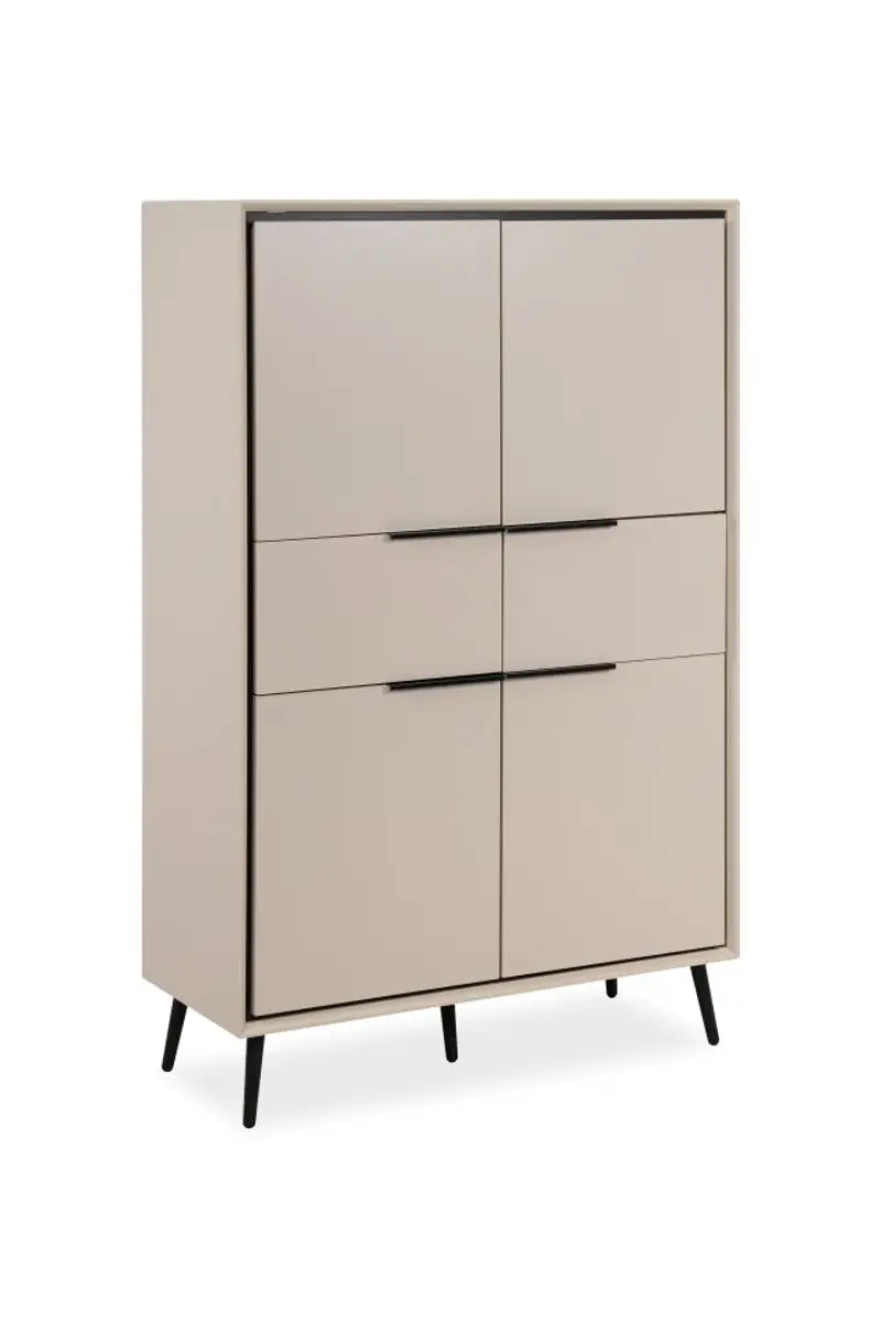 Highboard - B ca. 90 cm, Sand, Schwarz