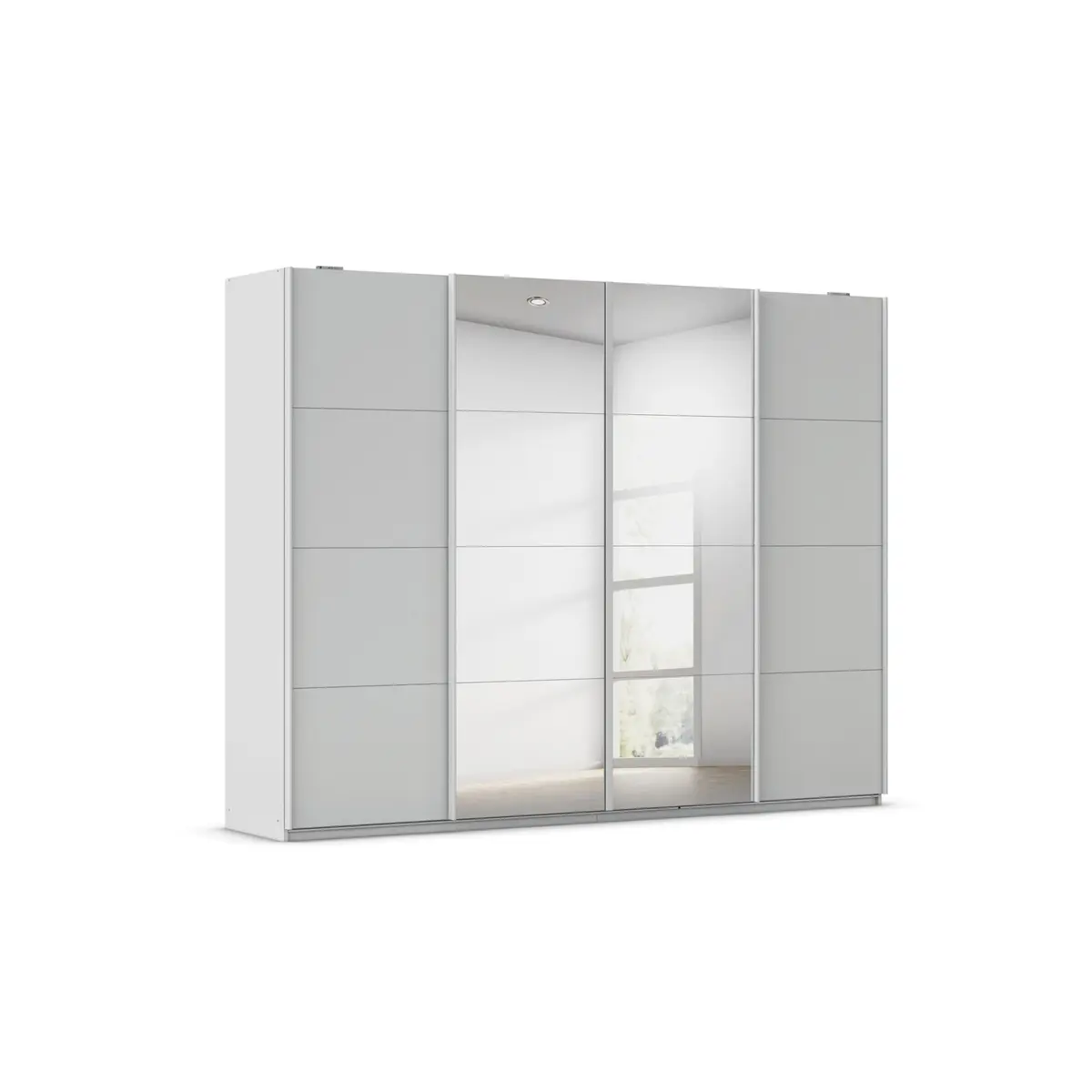 Schwebetürenschrank- B ca. 316 cm, Weiß, Spiegel