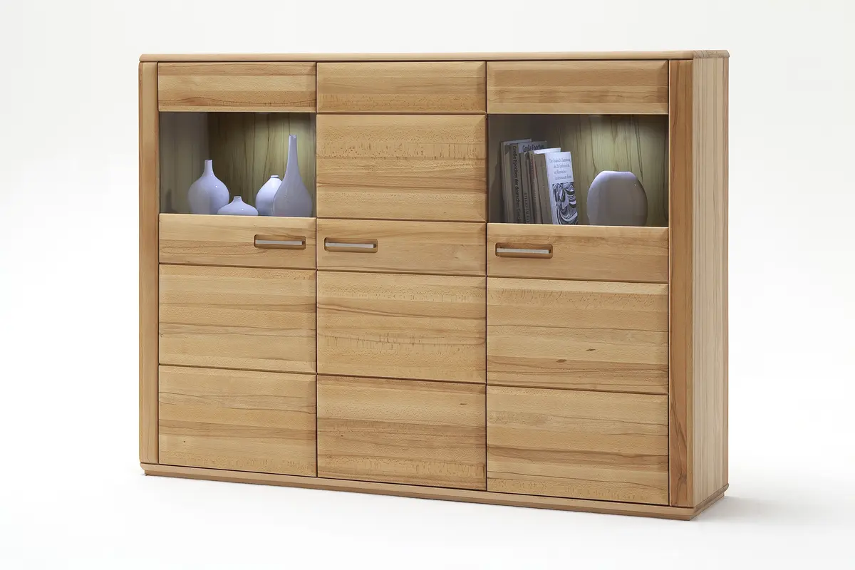 Highboard - mit Beleuchtung, Kernbuche teilmassiv