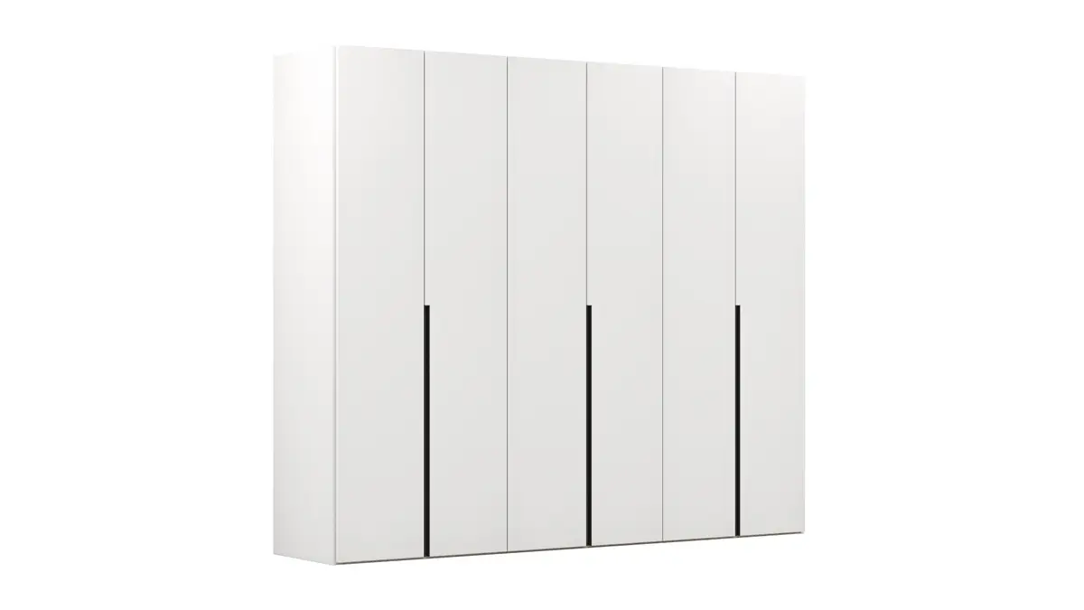 Drehtürenschrank Loretto - B ca. 280 cm, Lack matt, Weiß