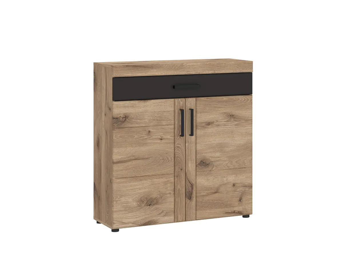 Kommode- Eiche Dekor, Dunkelgrau