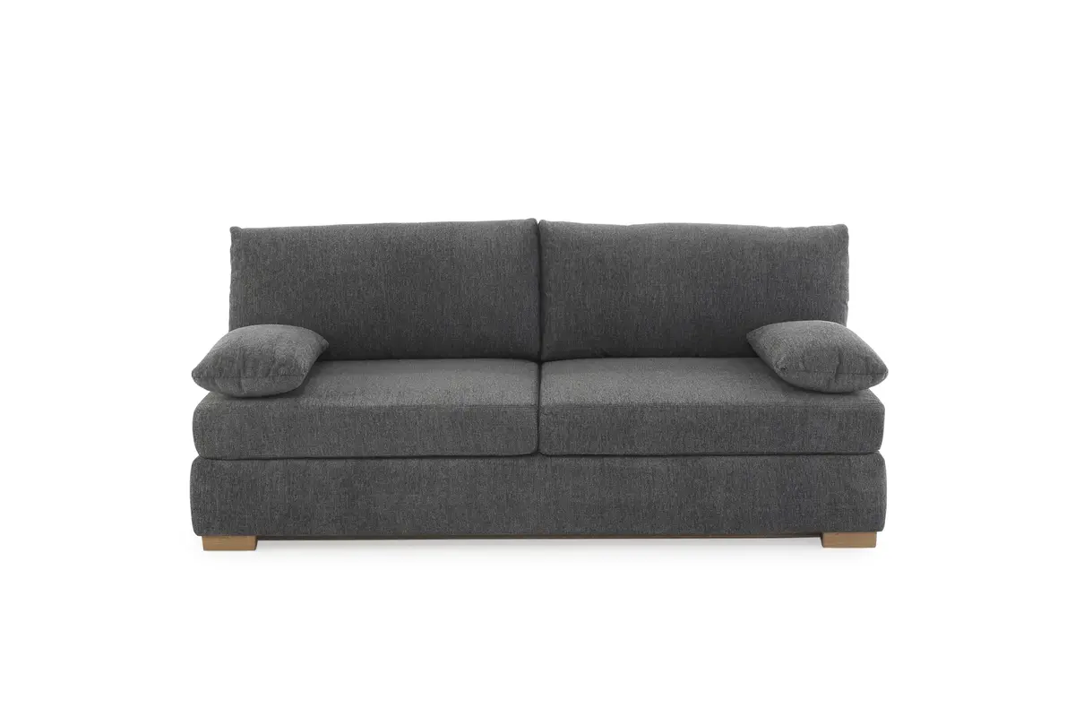 Sofa JELKO - 2-Sitzer inkl. Schlaffunktion mit Bettkasten, Stoff, Dunkelgrau