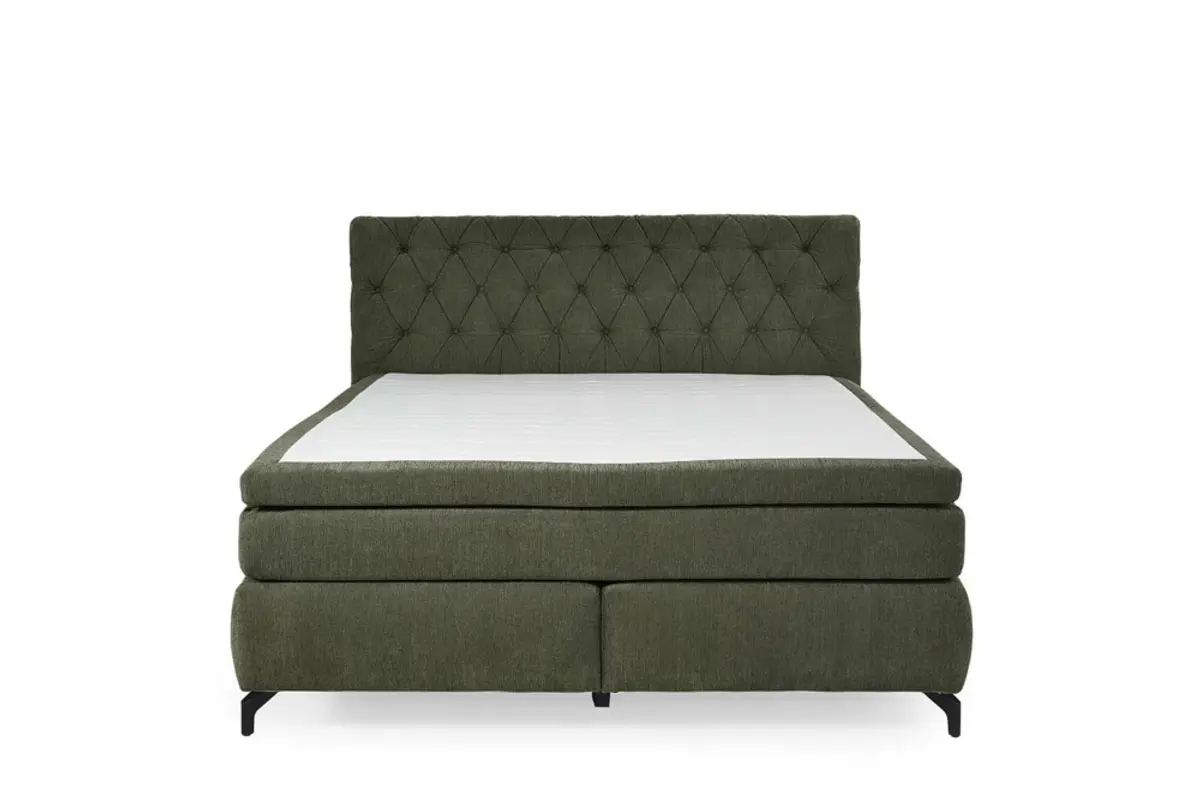 Boxspringbett JOLIN MIX- Liegefläche ca. 180x200 cm, Stoff Dunkelgrün 