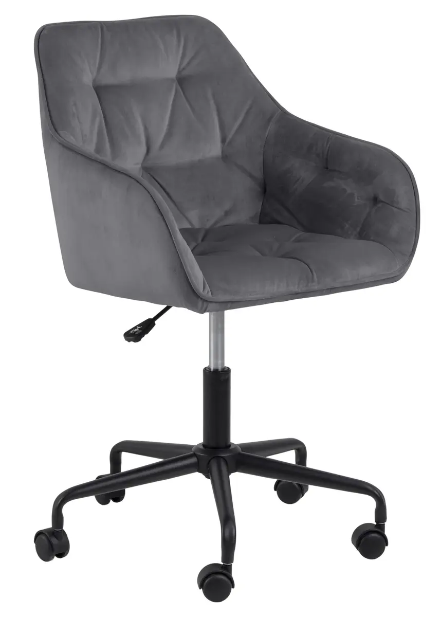 Schreibtischstuhl - höhenverstellbar, Samt, Dunkelgrau