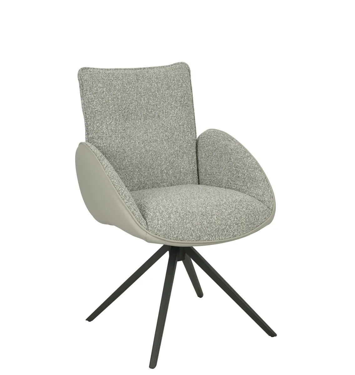 Armlehnstuhl MAURA - drehbar, Stoff, Silberfarben, Latte Macchiato