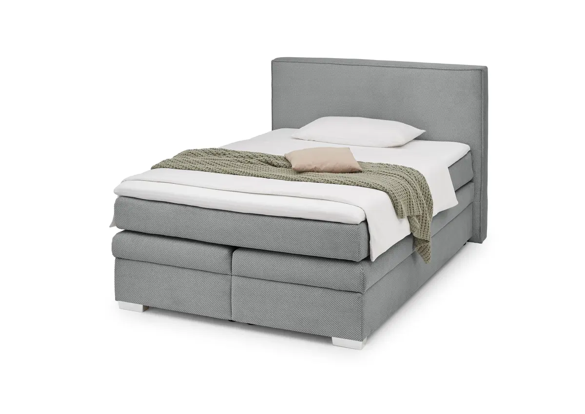 Boxspringbett- Liegefläche ca. 140x200 cm, Stoff, Grau