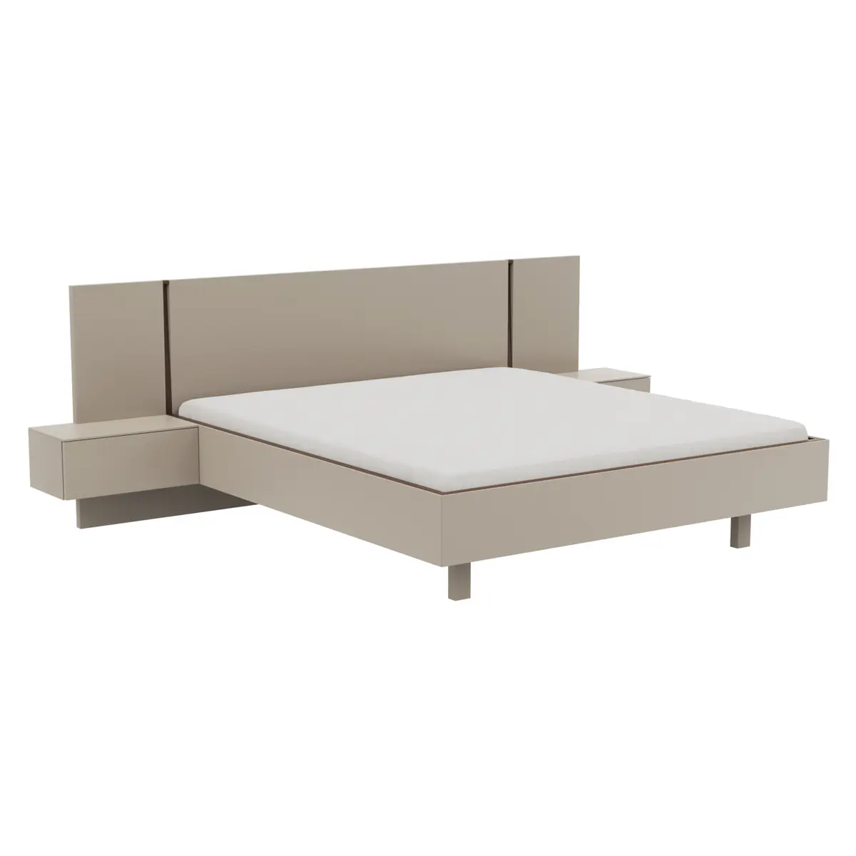 Bettanlage Matera - Liegefläche ca. 180x200 cm, Lack, Muschelgrau, Wildeiche, Coffee