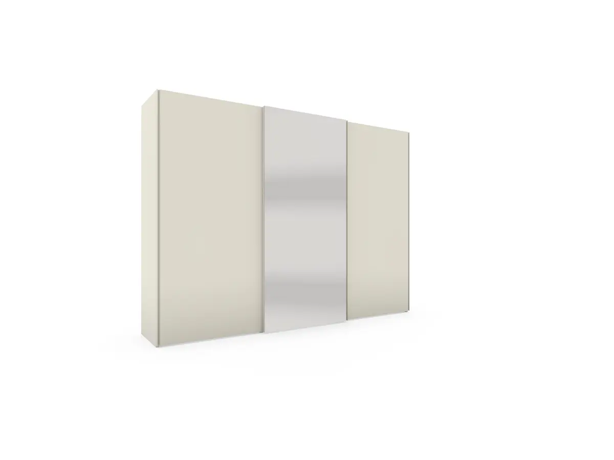 Schiebetuerenschrank Loretto - B ca. 304 cm, Lack, Hellgrau, Spiegel