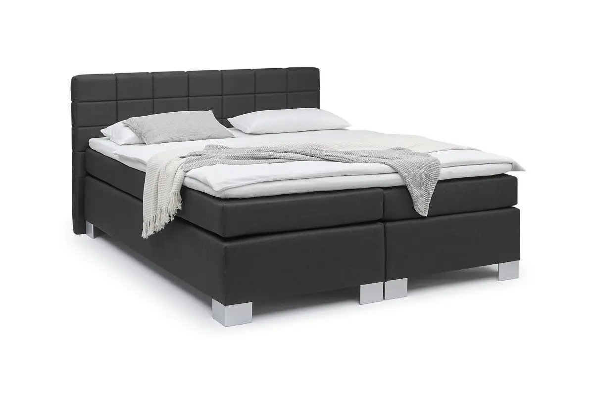 Boxspringbett HAIKOS- Liegefläche ca. 180x200 cm, Stoff, Anthrazit, ink. Topper