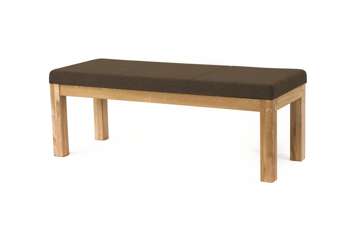 Sitzbank - Breite ca. 130 cm, Eiche massiv, Stoff, Dunkelbraun