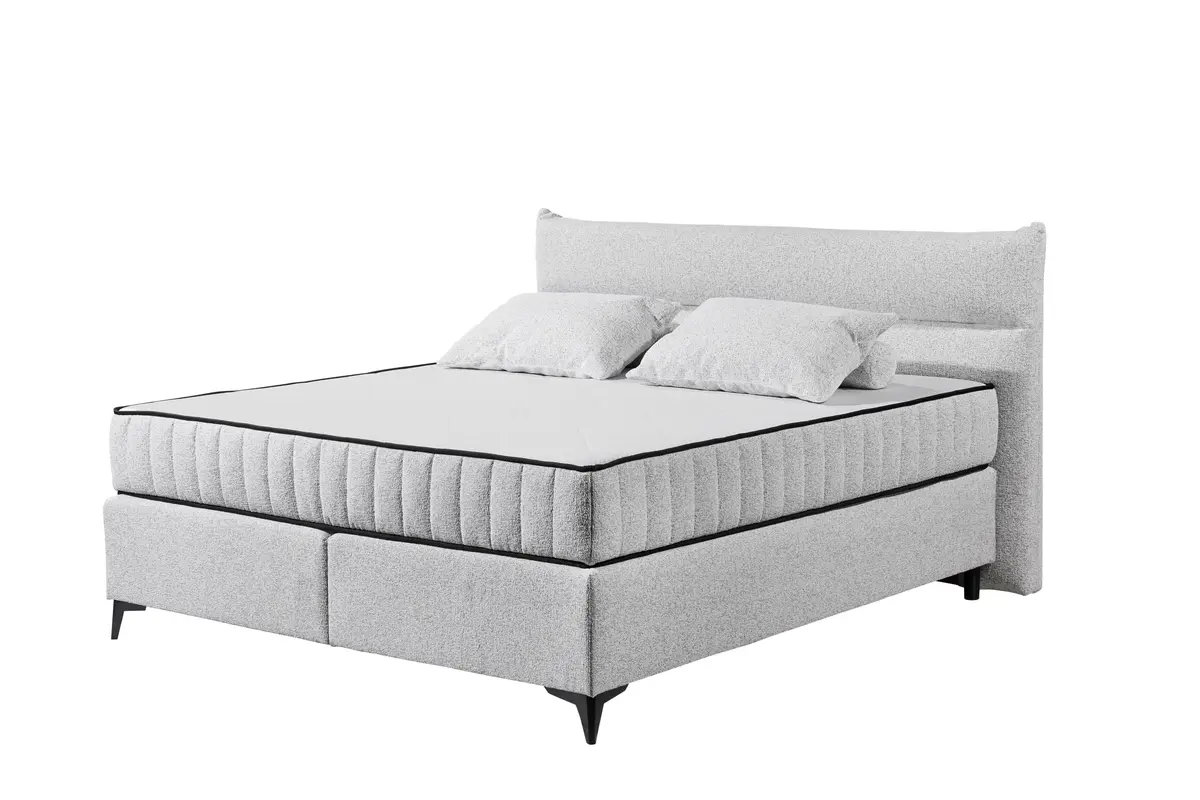 Boxspringbett - Liegefläche ca. 180x200 cm, Stoff, Hellgrau