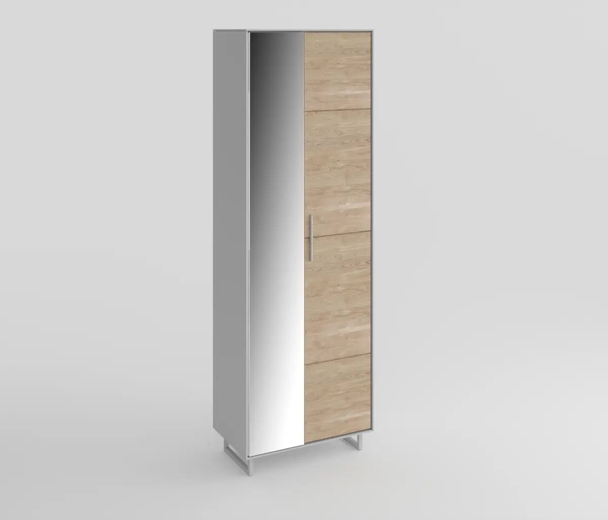 Garderobenschrank - B ca. 70 cm, Kreidefarben, Eiche bianco massiv geölt