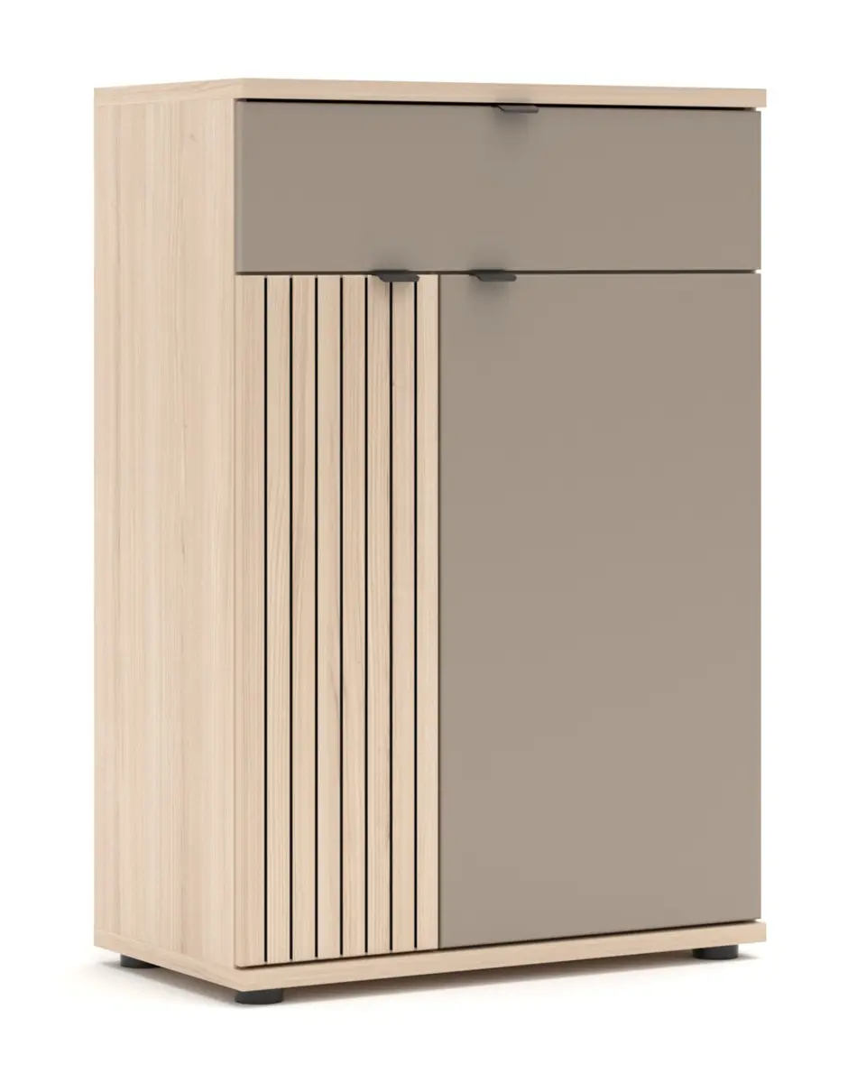 Schuhschrank - B ca. 70 cm, Riva Eiche Nachbildung, Basalt