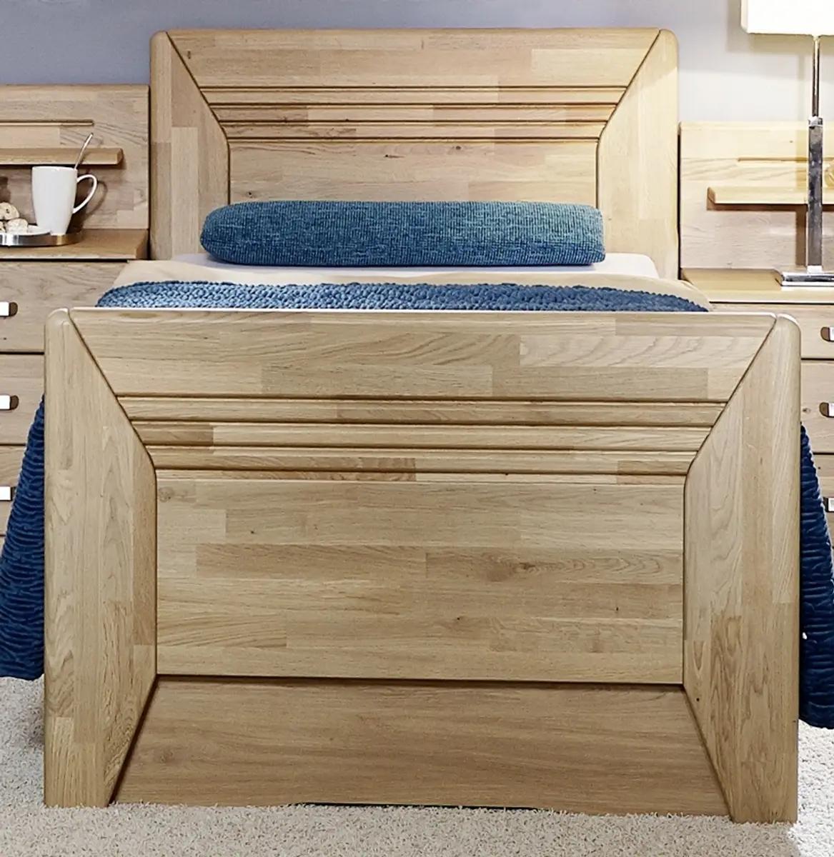 Komfortbett EM 1040 - Liegefläche ca. 90x200 cm - Wildeiche natur teilmassiv