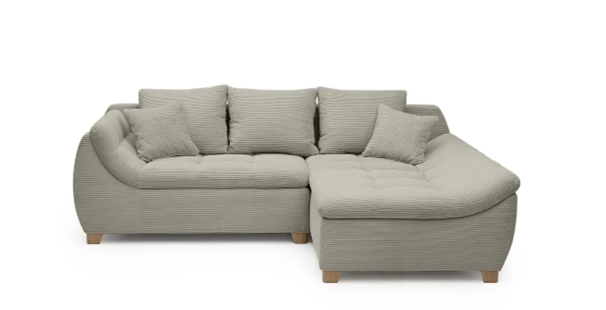 Ecksofa JAMILA - 2-Sitzer, Ecke rechts, Stoff, Taupe