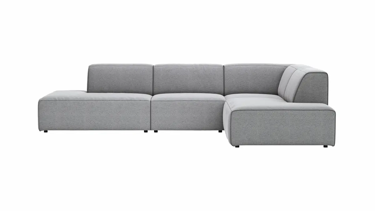 Ecksofa Elementos - Abschlusselement mit 1-Sitzer und Ecke rechts, Stoff, Grau